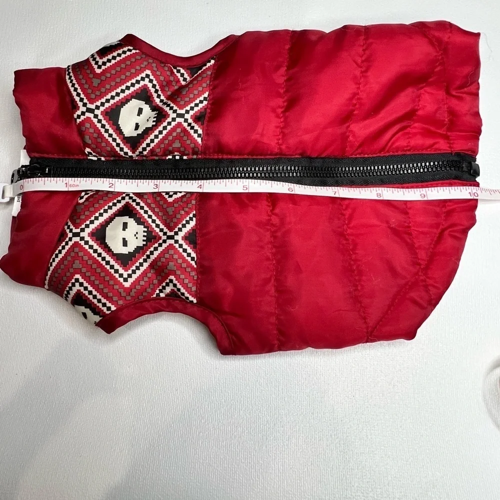 Top Paw Red Skull Fair Isle Print Dog Bomber Jacket - Size Small